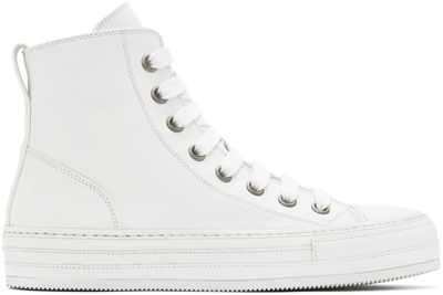 Shop Ann Demeulemeester White Leather Raven Sneakers In 001 White