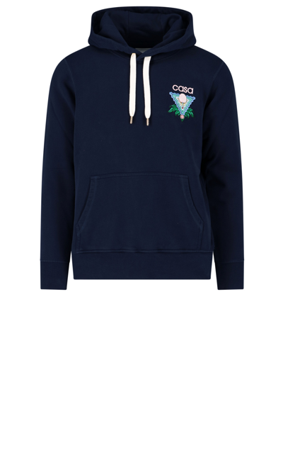 Shop Casablanca Logo Embroidery Sweatshirt Hooded