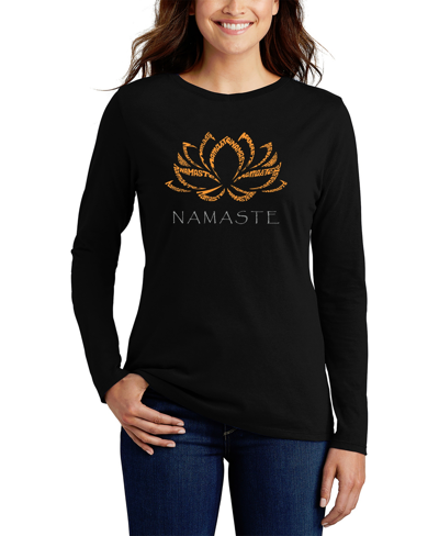 LA POP ART WOMEN'S LONG SLEEVE WORD ART NAMASTE T-SHIRT 