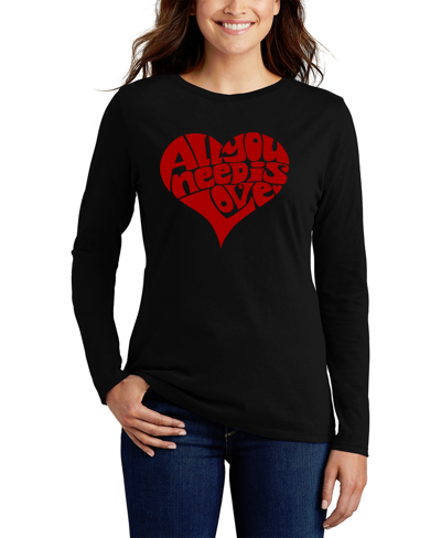 Shop La Pop Art Women's Long Sleeve Word Art All You Need Is Love T-shirt In Black