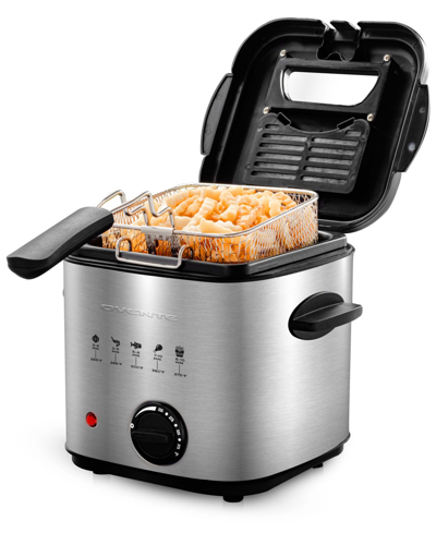 Shop Ovente Electric Deep Fryer With Removable Basket In Silver-tone