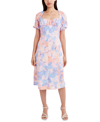 Shop Bcbgeneration Short Sleeve Midi Dress In Abstract Tie Dye