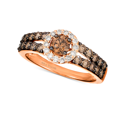 Le Vian Chocolate Diamond (1 Ct. T.w.) & Nude Diamond (1/8 Ct. T.w.) Halo Ring In 14k White, Yellow Or Rose In Rose Gold