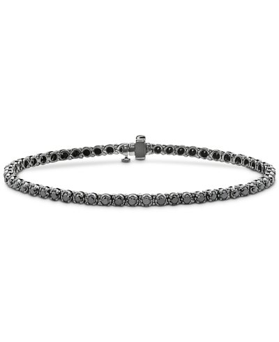 Shop Macy's Men's Black Diamond Tennis Bracelet (5 Ct. T.w.) In Black Rhodium-plated Sterling Silver