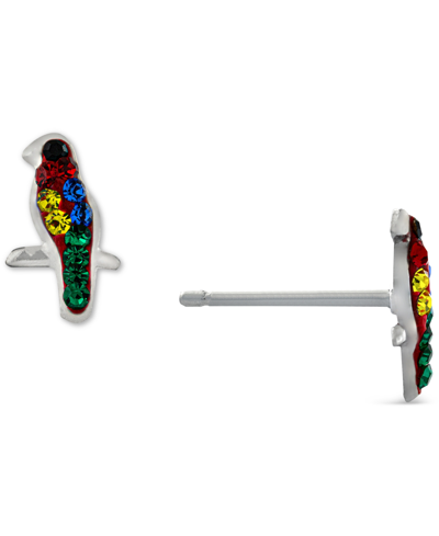 Giani Bernini Multicolor Crystal Parrot Stud Earrings In Sterling Silver, Created For Macy's In Sterling Silver