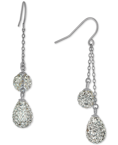 Giani Bernini Crystal Double Chain Drop Earrings, Created For Macy's In Sterling Silver