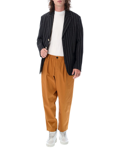 Shop Marni Cropped Cotton Gabardine Pants In Caramel