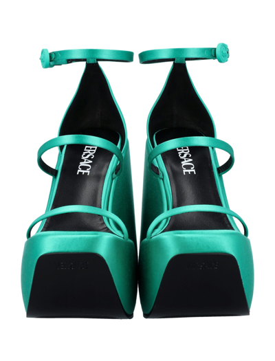 Shop Versace Triplatform Sandals In Turchese