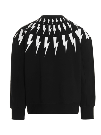 Shop Neil Barrett Fair-isle Thunderbolt Sweatshirt In Nero Bianco