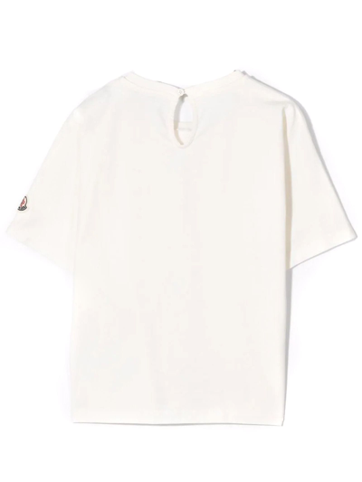 Shop Moncler White Cotton Tshirt In Bianco