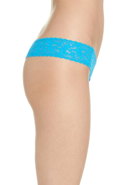 Shop Hanky Panky Signature Lace Low Rise Thong In Fiji Blue