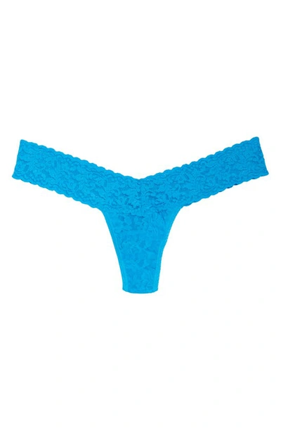 Shop Hanky Panky Signature Lace Low Rise Thong In Fiji Blue