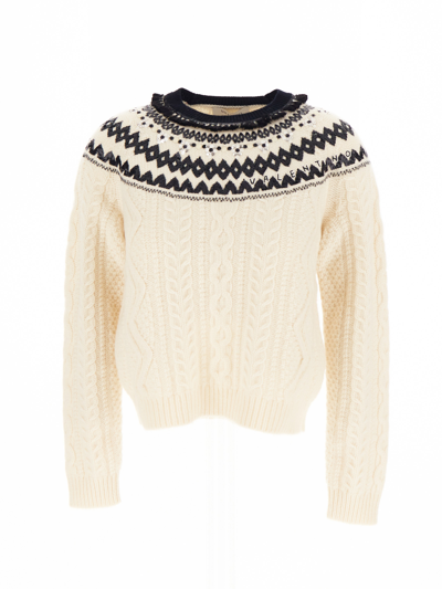 Shop Valentino Embroidered Wool Jumper In Ivory