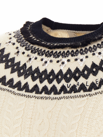 Shop Valentino Embroidered Wool Jumper In Ivory