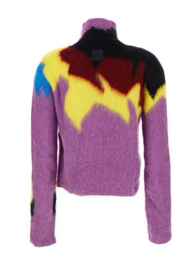 Shop Loewe Intarsia Turtleneck Sweater In Purple