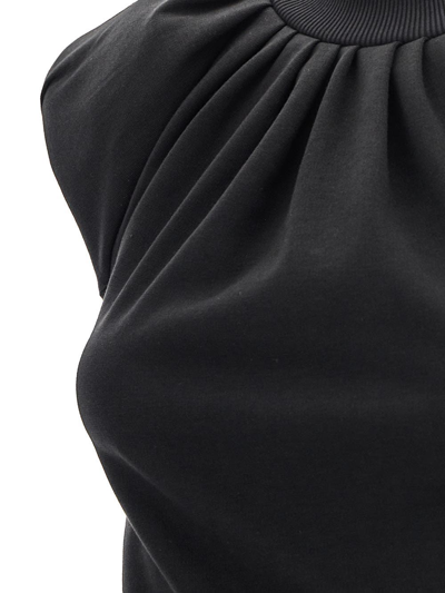 Attico Ruched Asymmetric Top In Black