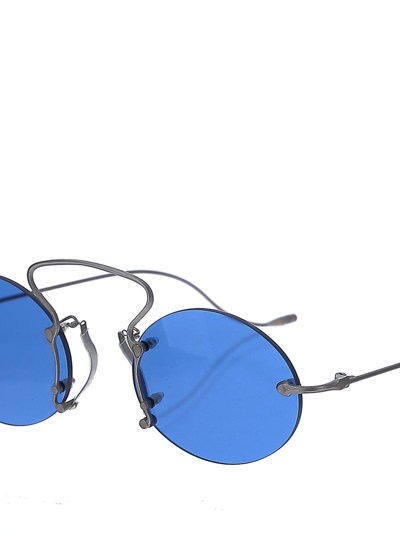 Shop Uma Wang Sunglasses In Stainless Steel In Blue