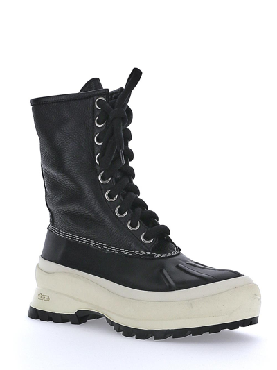 Shop Jil Sander Black Lace-up Boots With Contrasting Sole