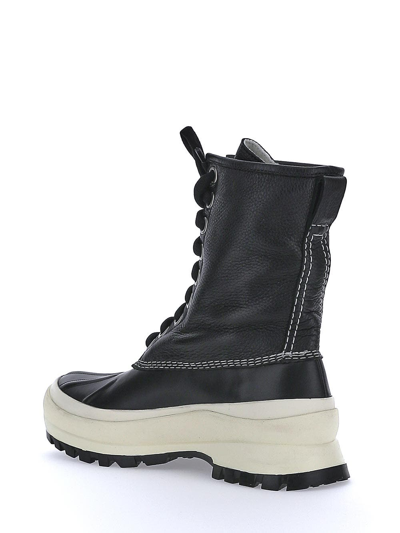 Jil Sander Black Lace-up Boots With Contrasting Sole