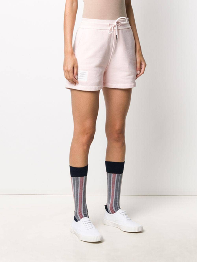 Shop Thom Browne Tricolour Stripe Cotton Shorts