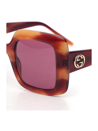 Shop Gucci Rectangular-frame Sunglasses<br/> In Pink