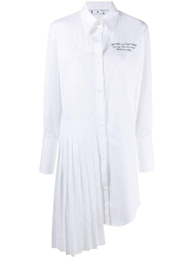 Shop Off-white Embroidered Logo Shirt Dress