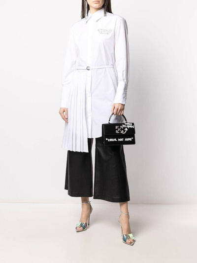 Shop Off-white Embroidered Logo Shirt Dress