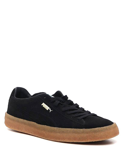 Shop Puma Black Leather Low Top Suede Sneakers