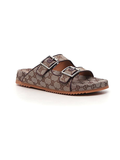 Shop Gucci Gg Supreme-print Mule Sandals In Beige