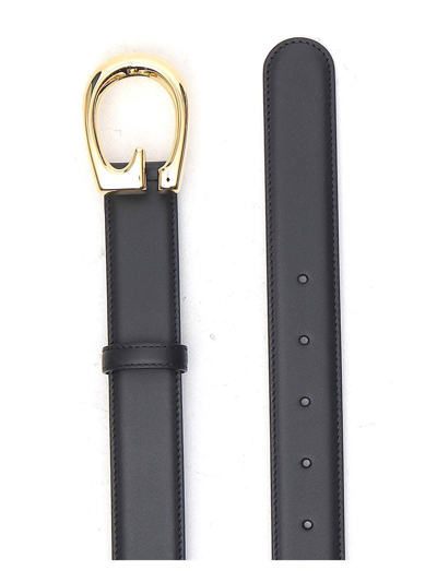 Shop Gucci Black Thin Leather Belt With G Buckle