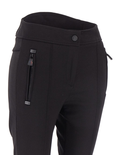 Moncler Slim Fit Stretch Fabric Trousers With Belt Loops And Side Pockets In Black