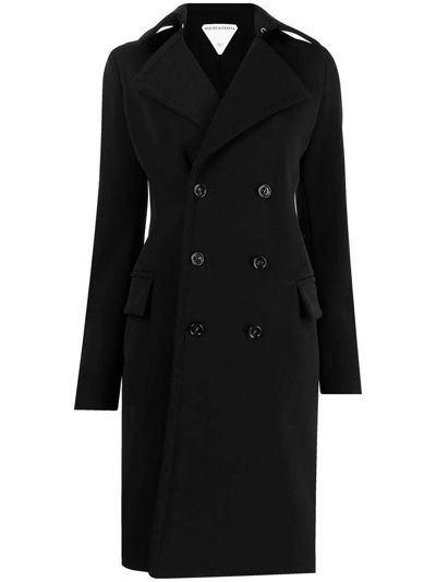 Shop Bottega Veneta Black Wool-blend Double-breasted Coat