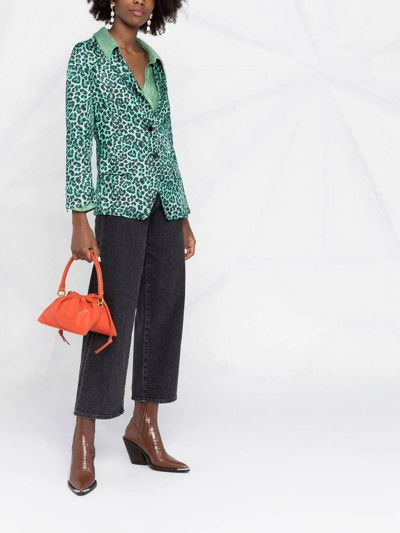 Shop Laneus Green Leopard-print Blazer