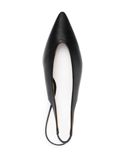 Shop Maison Margiela Black Leather Pointed Top Sling-back Mid-heel Pumps