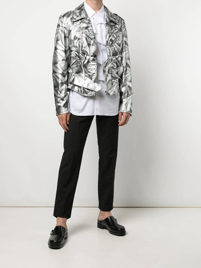 Shop Comme Des Garçons Homme Deux Abstract-pattern Biker Jacket