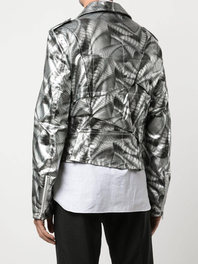 Shop Comme Des Garçons Homme Deux Abstract-pattern Biker Jacket