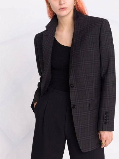 Burberry Check Pattern Blazer Jacket In Grey