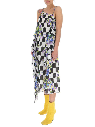 Shop Off-white Checkerboard Floral-print Slip Dress