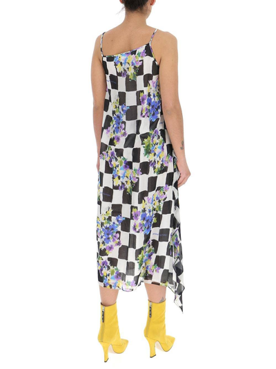 Shop Off-white Checkerboard Floral-print Slip Dress