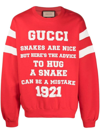 Shop Gucci Red Felted Cotton Jersey Sweatshirt