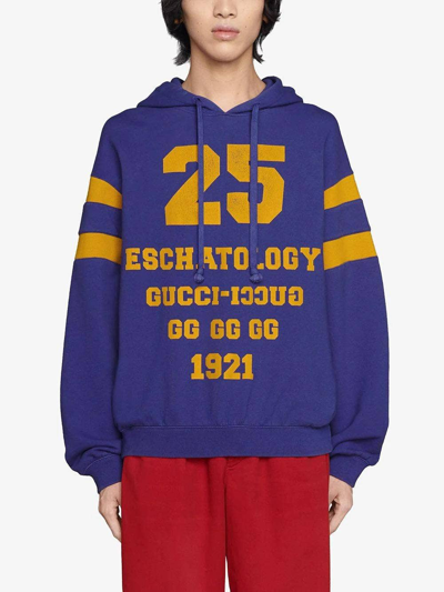 Shop Gucci Blue Blind For Love Print Hoodie