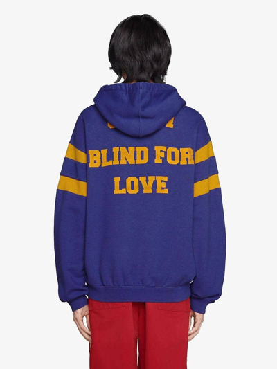 Shop Gucci Blue Blind For Love Print Hoodie