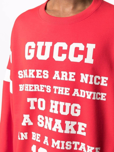 Shop Gucci Red Felted Cotton Jersey Sweatshirt