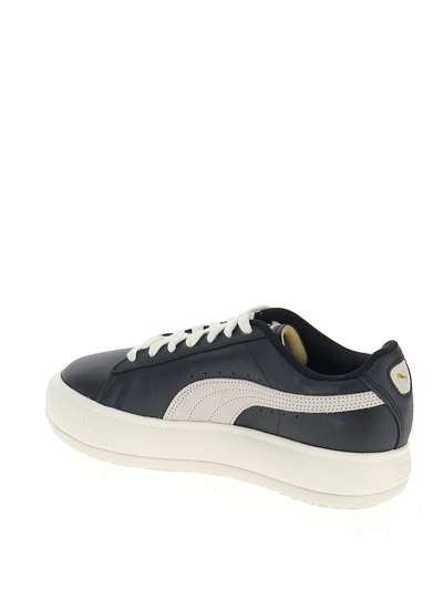 Shop Puma Black And White Leather Sneakers