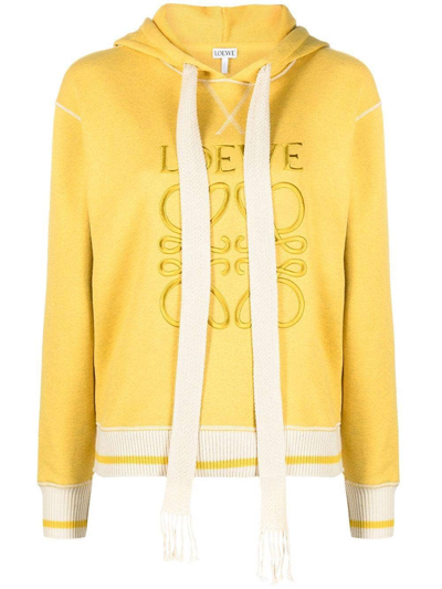 Shop Loewe Anagram Embroidered Hoodie In Cotton.