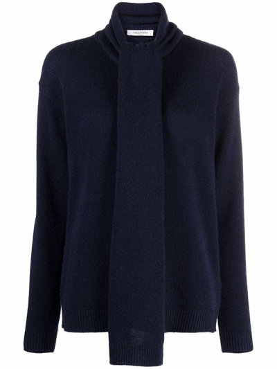 Shop Valentino Shawl-neck With Logo On The Back Knitwear
