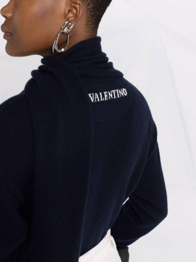 Shop Valentino Shawl-neck With Logo On The Back Knitwear