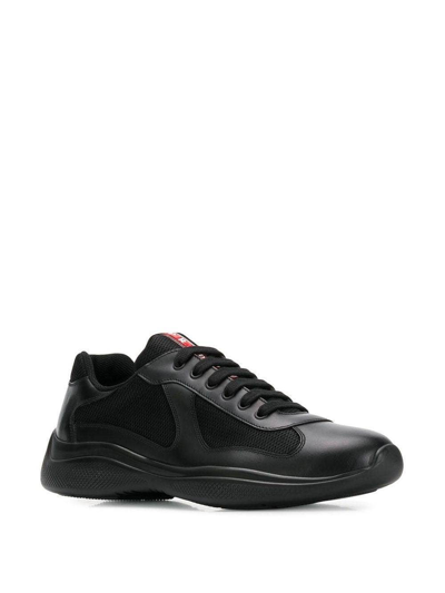 Shop Prada Sneakers In Leather And Technical Fabric In Black