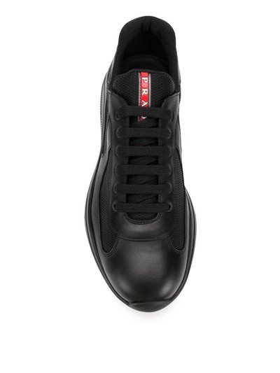 Shop Prada Sneakers In Leather And Technical Fabric In Black