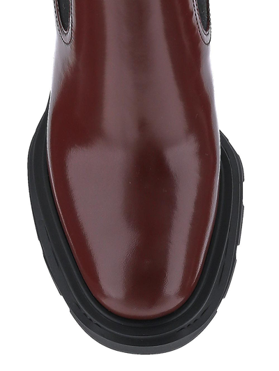 Alexander Mcqueen Tread-sole Patent-leather Ankle Boots In Red